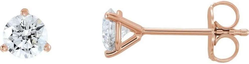 Solid 14k Rose Gold 5/8 Cttw Lab-Grown Diamond Stud Earrings