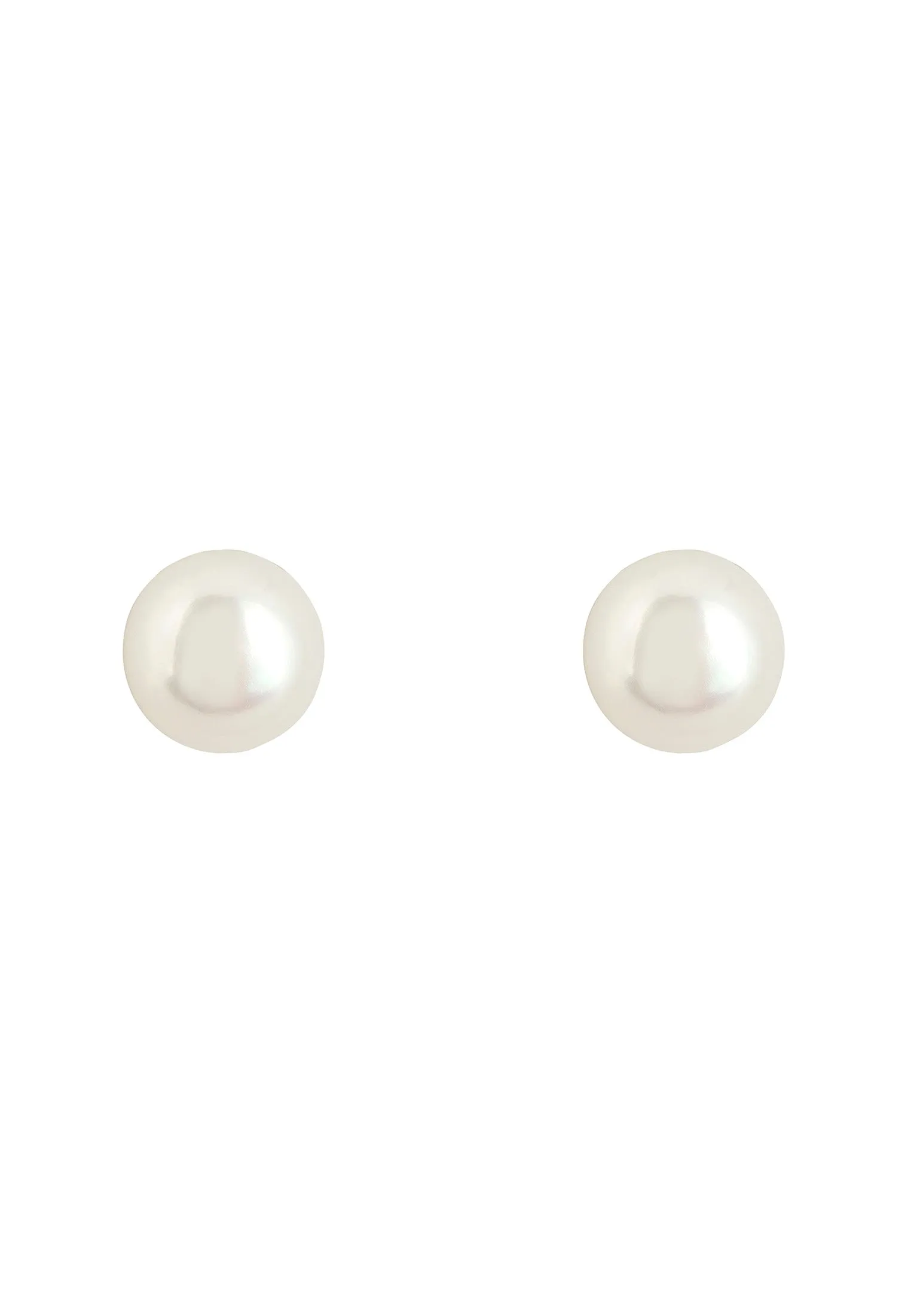 Solid 14K White Gold 11mm Classic Natural Pearl Stud Earrings