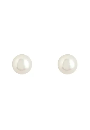 Solid 14K White Gold 11mm Classic Natural Pearl Stud Earrings