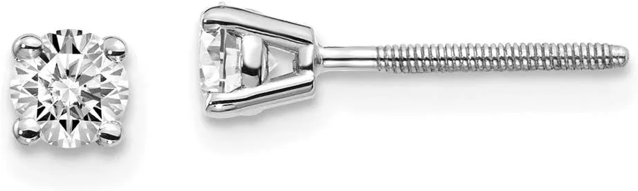 Solid 14k White Gold Lab Grown Diamond 1/3ctw 4-Prong Screw Back Earrings