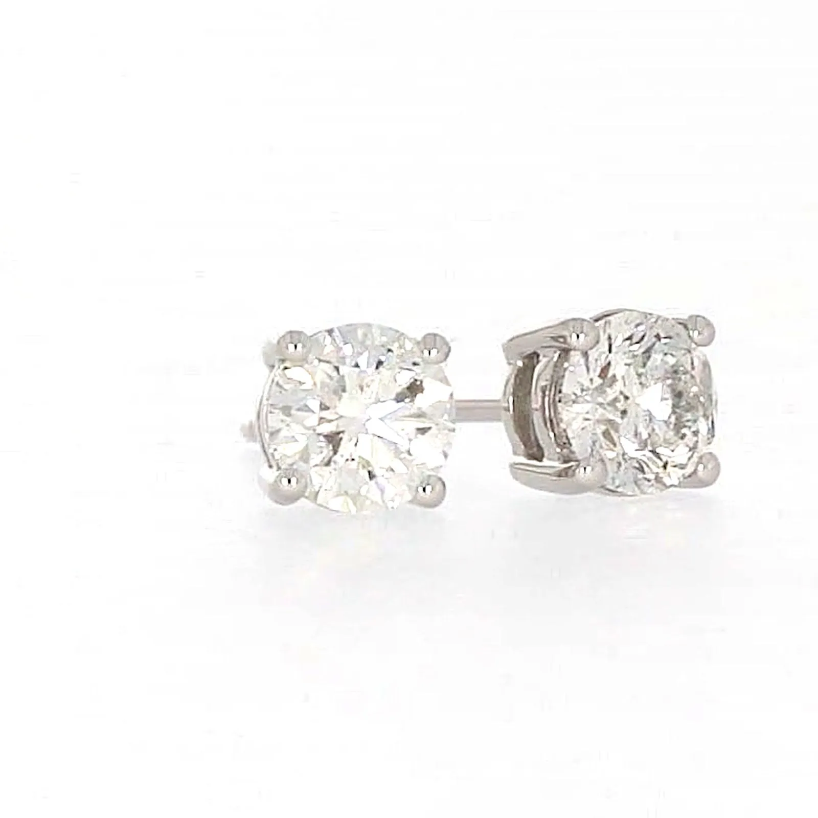 Solitaire 18ct White Gold Round Brilliant Cut with 1 CARAT tw of Diamonds Stud Earrings