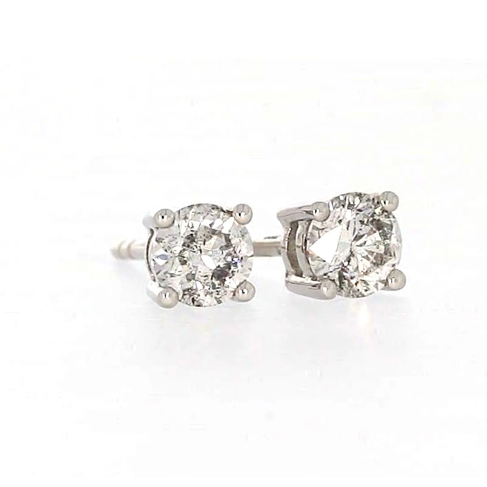 Solitaire 18ct White Gold Round Brilliant Cut with 1/2 Carat tw of Diamonds Studs