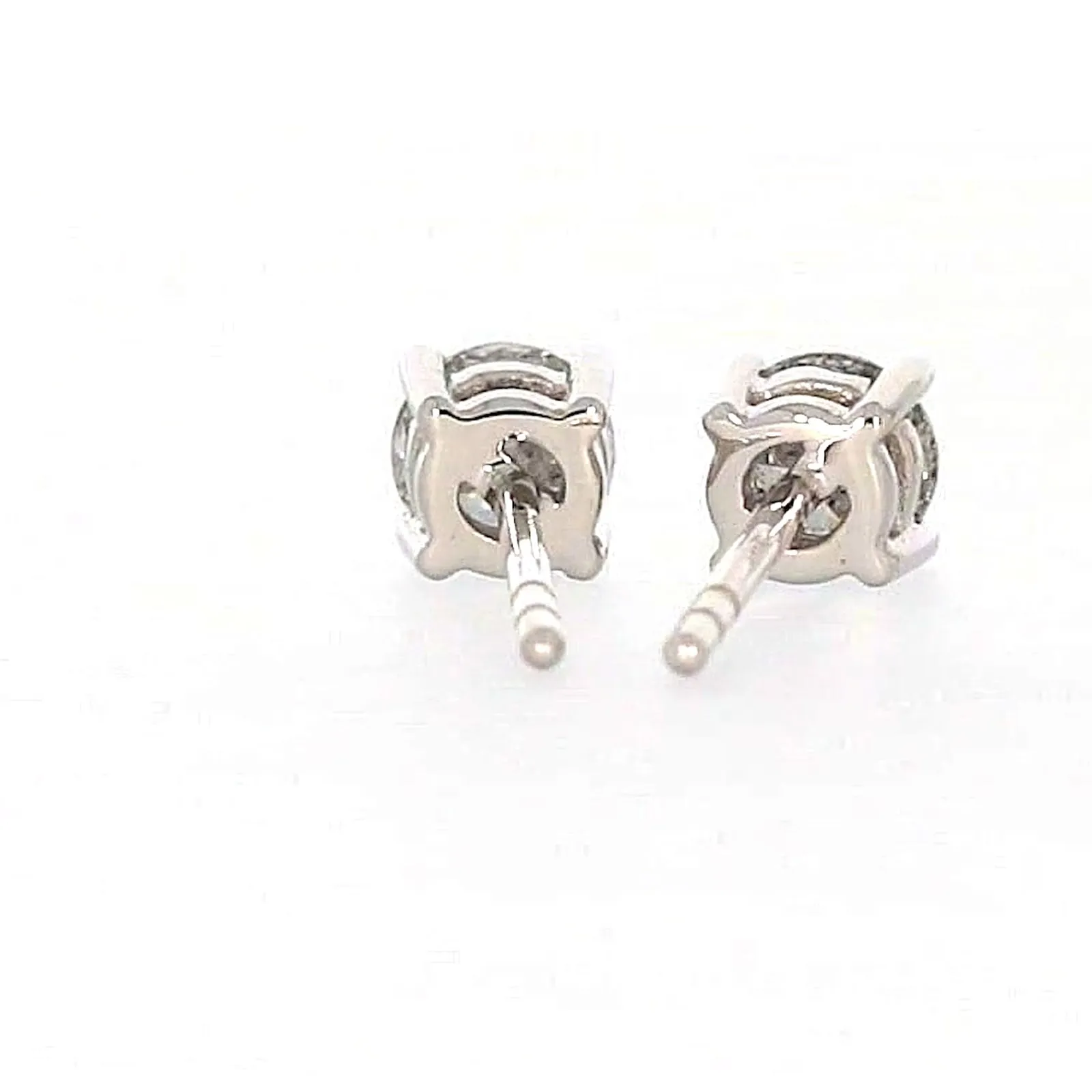 Solitaire 18ct White Gold Round Brilliant Cut with 1/2 Carat tw of Diamonds Studs