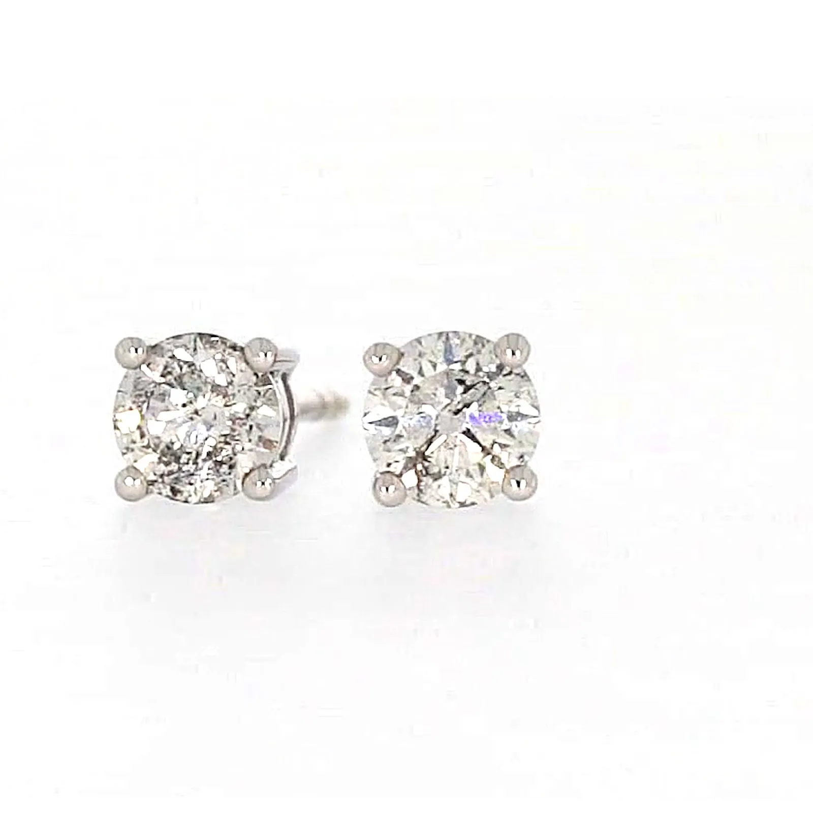 Solitaire 18ct White Gold Round Brilliant Cut with 1/2 Carat tw of Diamonds Studs