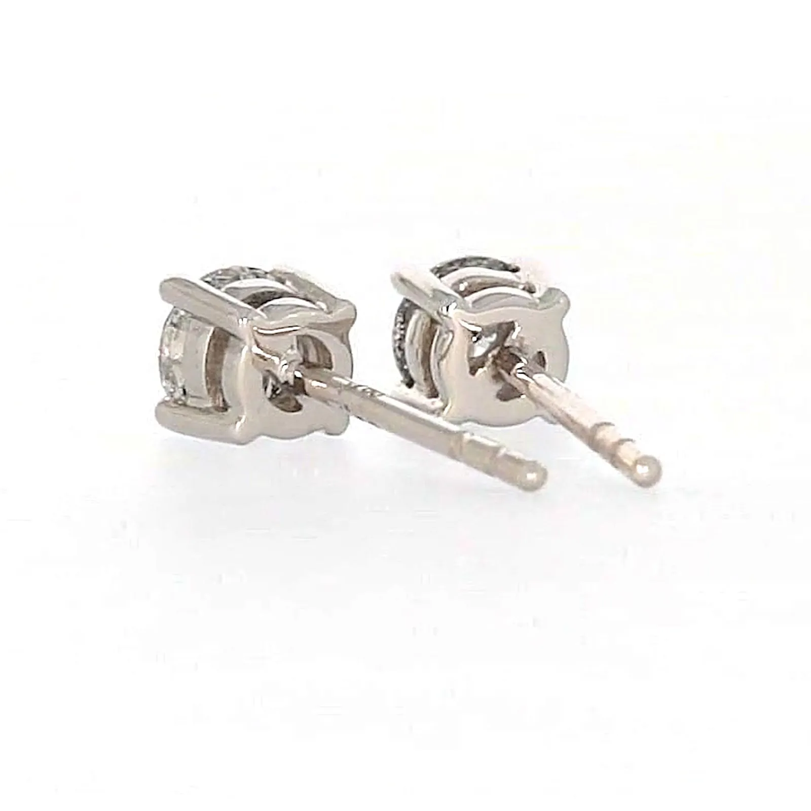 Solitaire 18ct White Gold Round Brilliant Cut with 1/2 Carat tw of Diamonds Studs