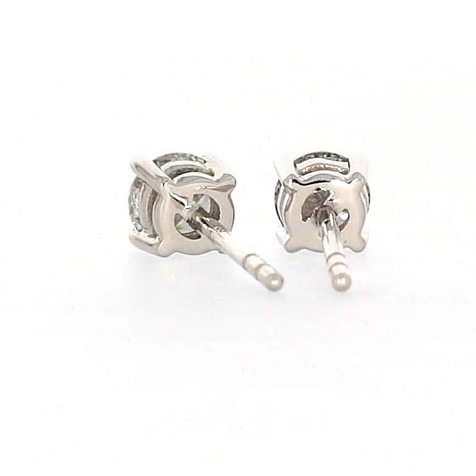 Solitaire 18ct White Gold Round Brilliant Cut with 1/2 Carat tw of Diamonds Studs