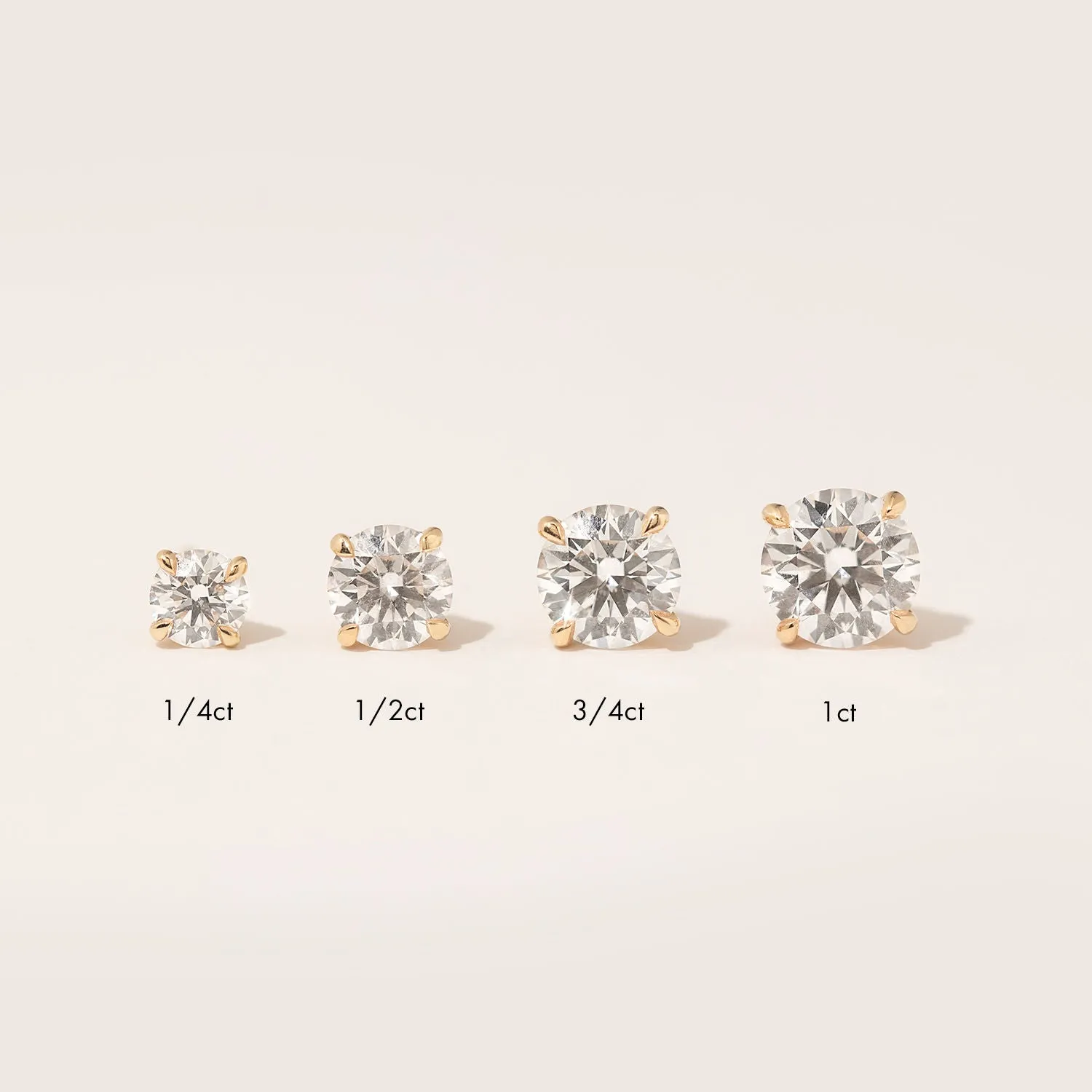 Solitaire Round Brilliant 14K Rosegold Studs w. Lab-Grown Diamonds