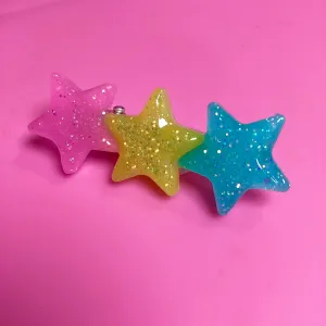 Sparkle Stars Hair Clip - Pink,Yellow, Blue