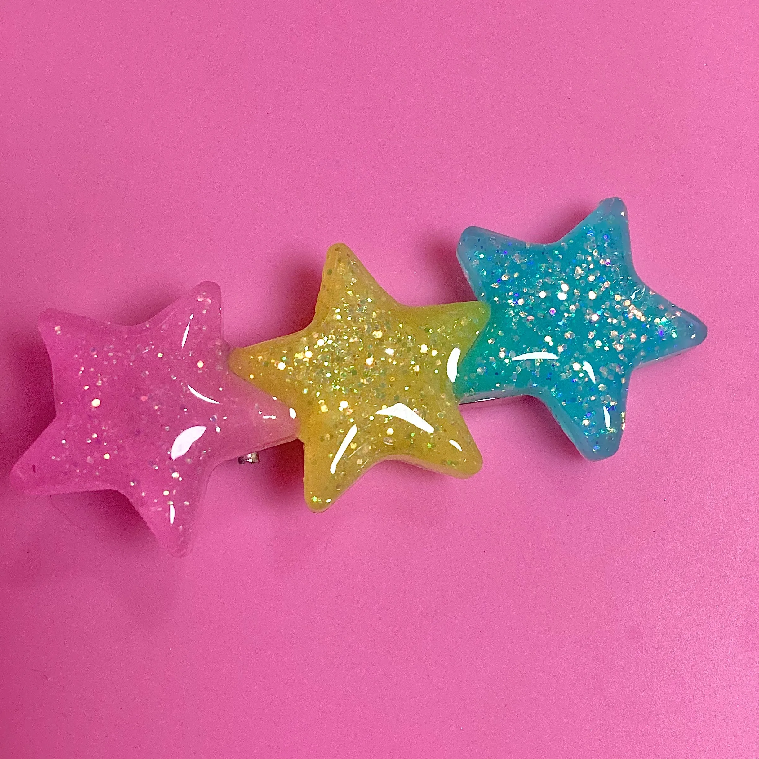 Sparkle Stars Hair Clip - Pink,Yellow, Blue