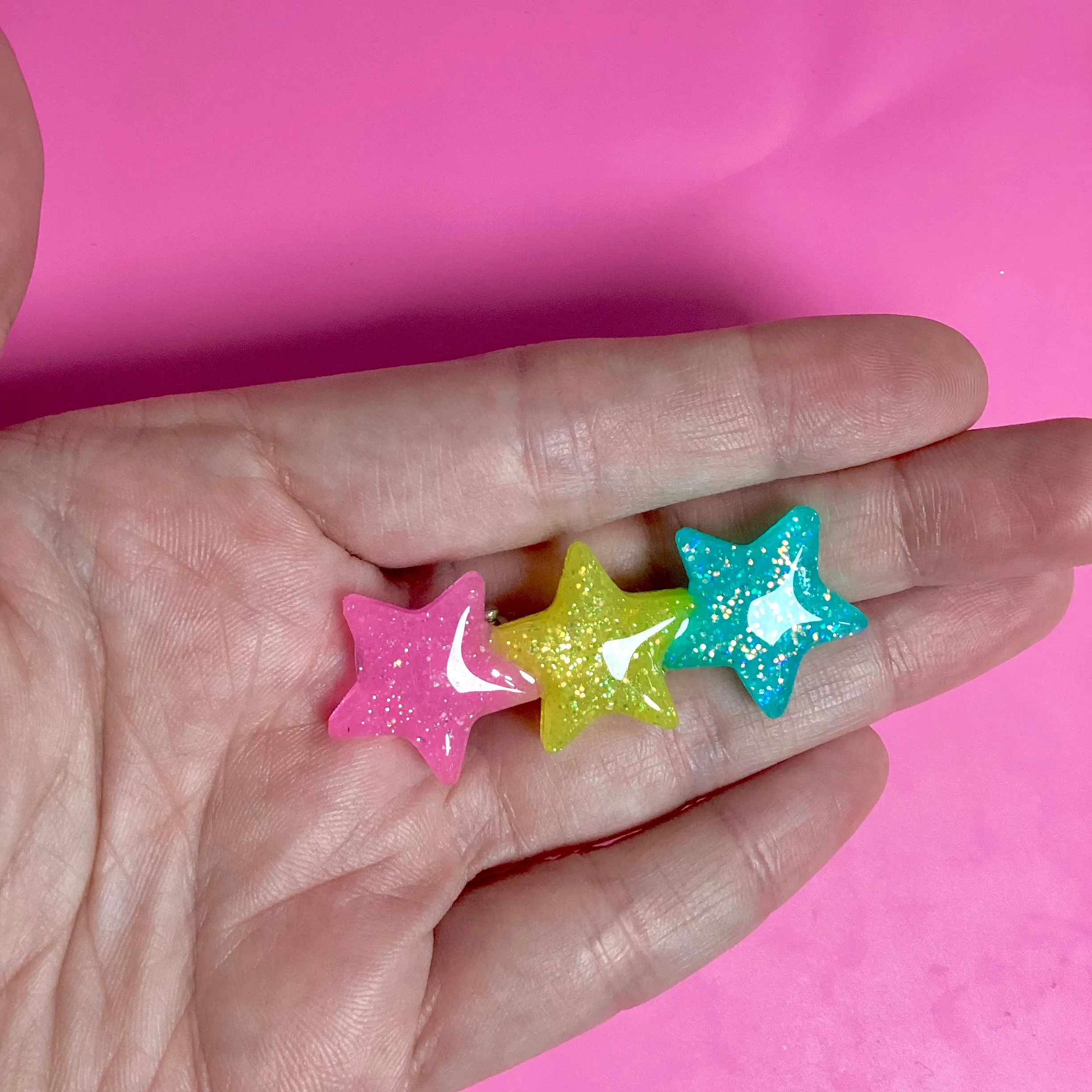 Sparkle Stars Hair Clip - Pink,Yellow, Blue