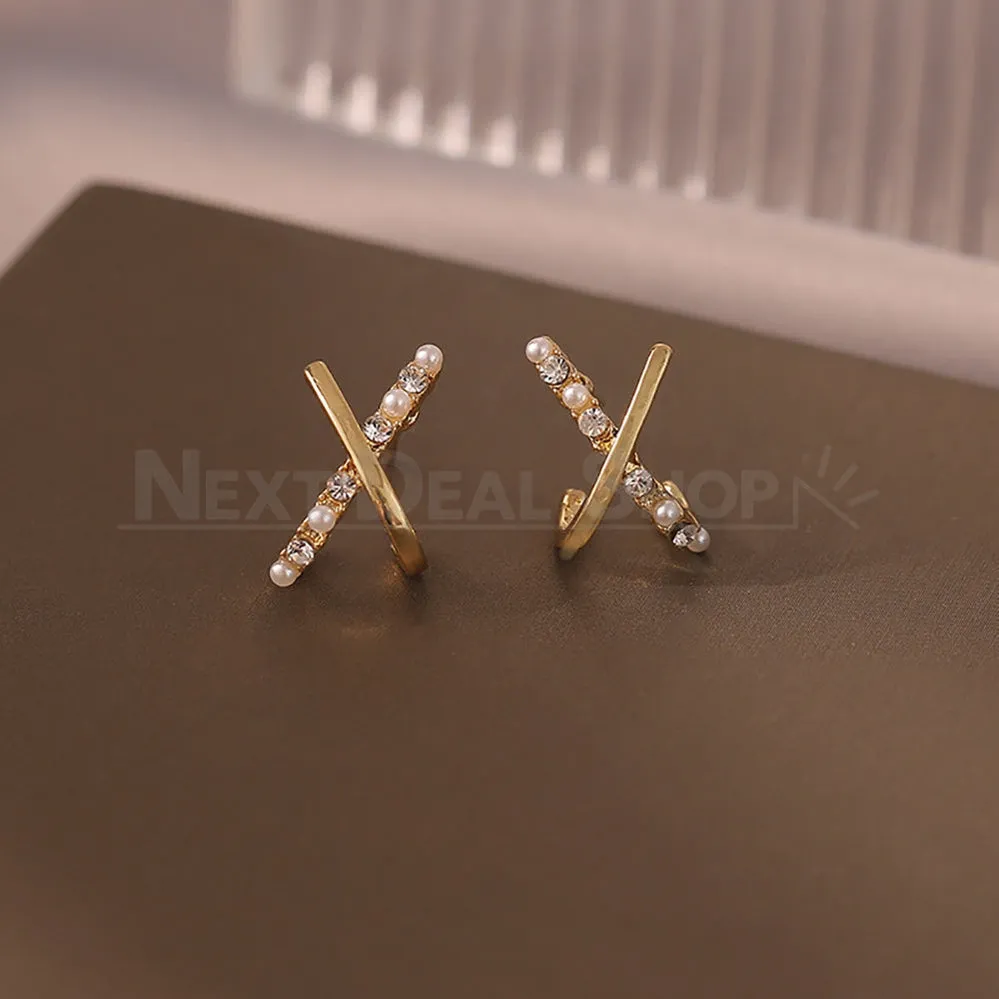 Sparkling X-Shaped Earrings