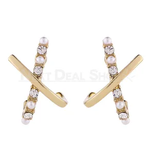 Sparkling X-Shaped Earrings
