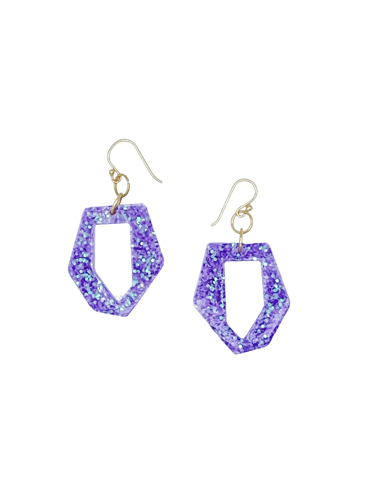 Sparkly Geometric Resin Dangle Earrings