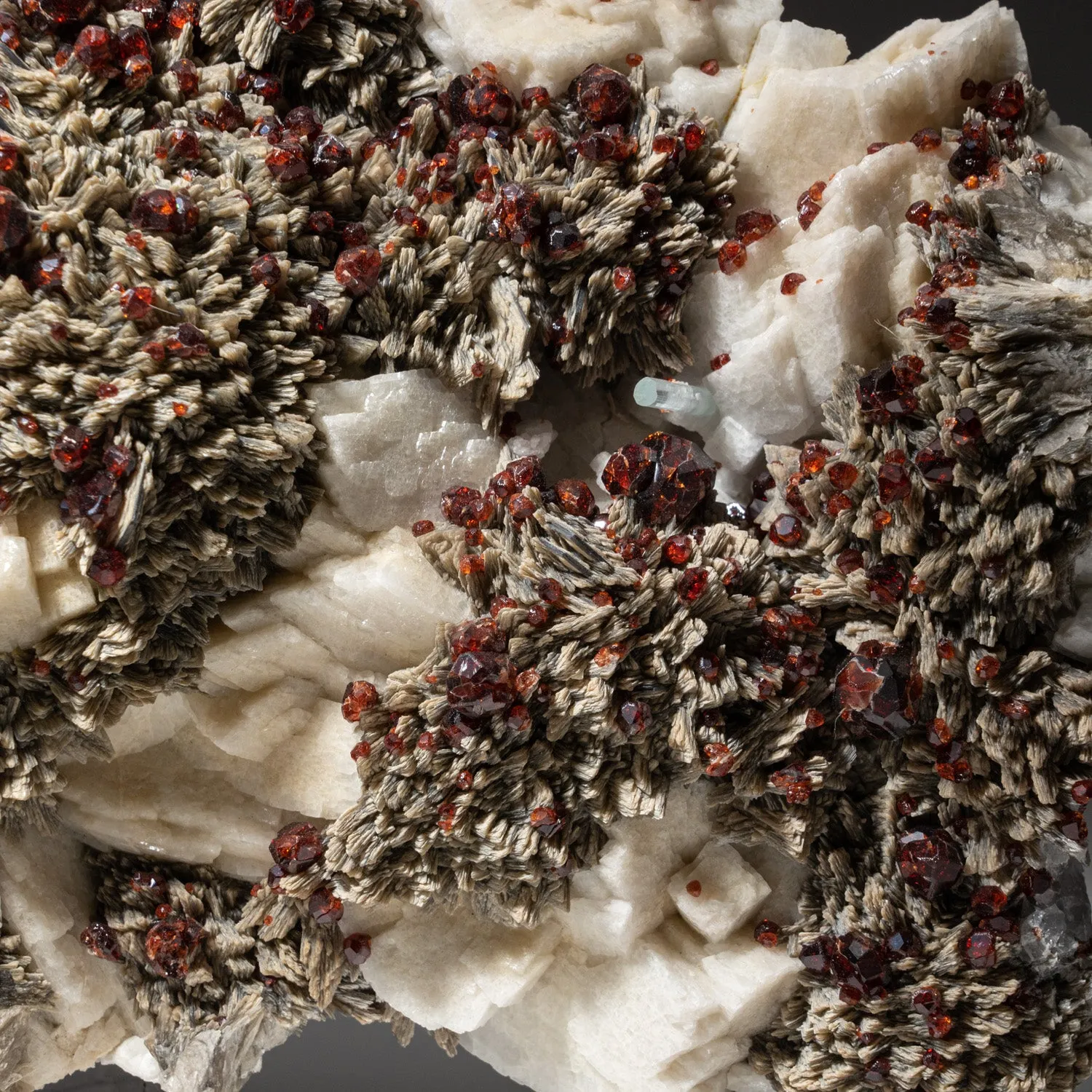 Spessartine Garnet with Muscovite on Albite Matrix From Tongbei-Yunling District, Fujian Province, China
