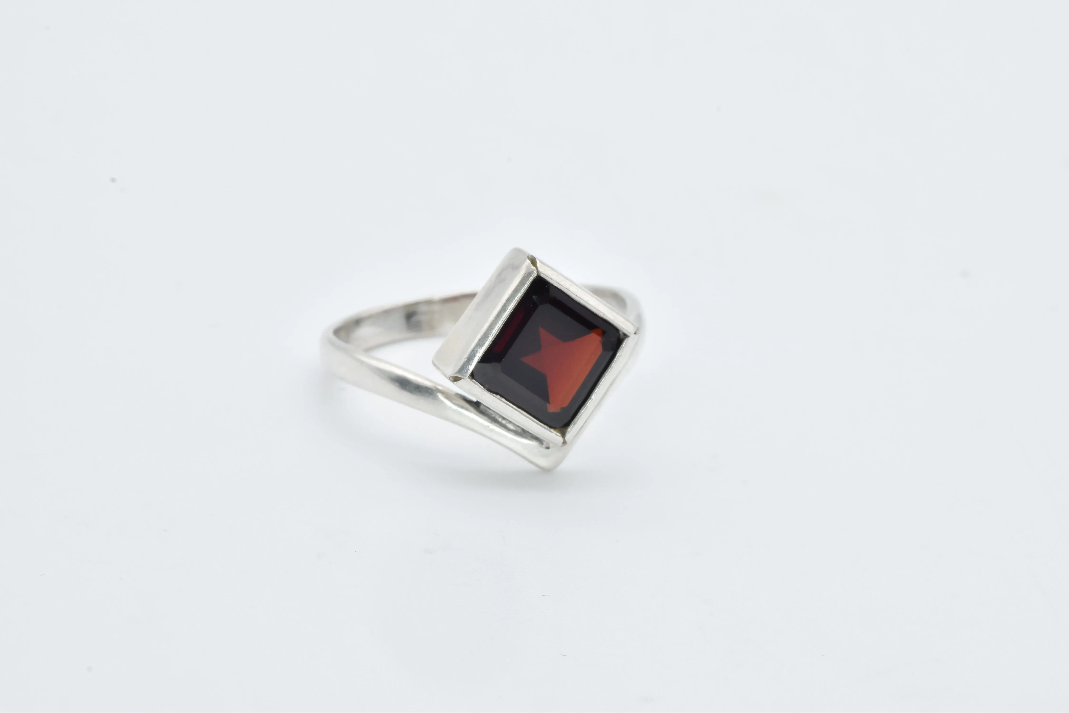 Square Garnet Ring - Natural Garnet Ring - Red Solitaire Ring
