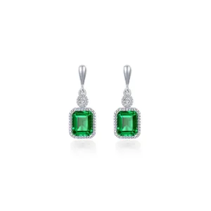 SS/PT 1.82cttw Simulated Diamond & Simulated Emerald Earrings