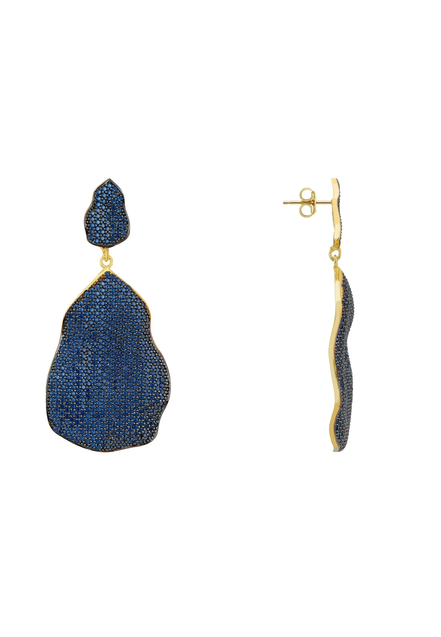 St Tropez Drop Earrings Gold Sapphire CZ