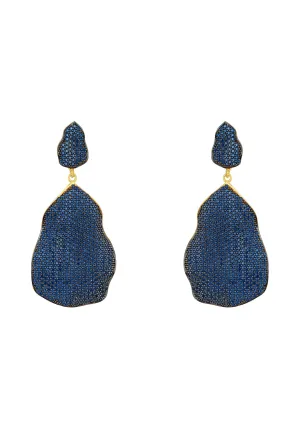 St Tropez Drop Earrings Gold Sapphire CZ