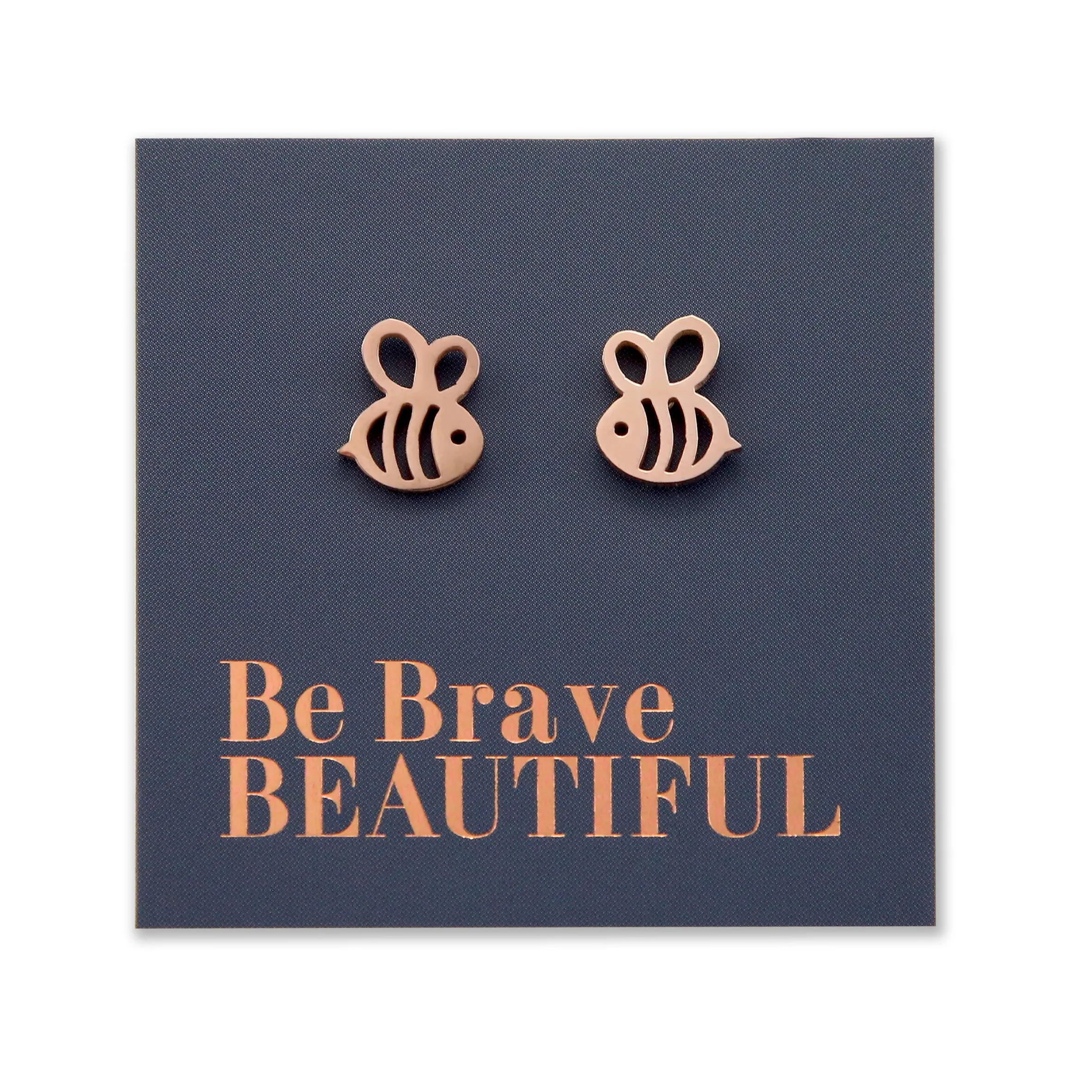 Stainless Steel Earring Studs - Be Brave Beautiful - BEE