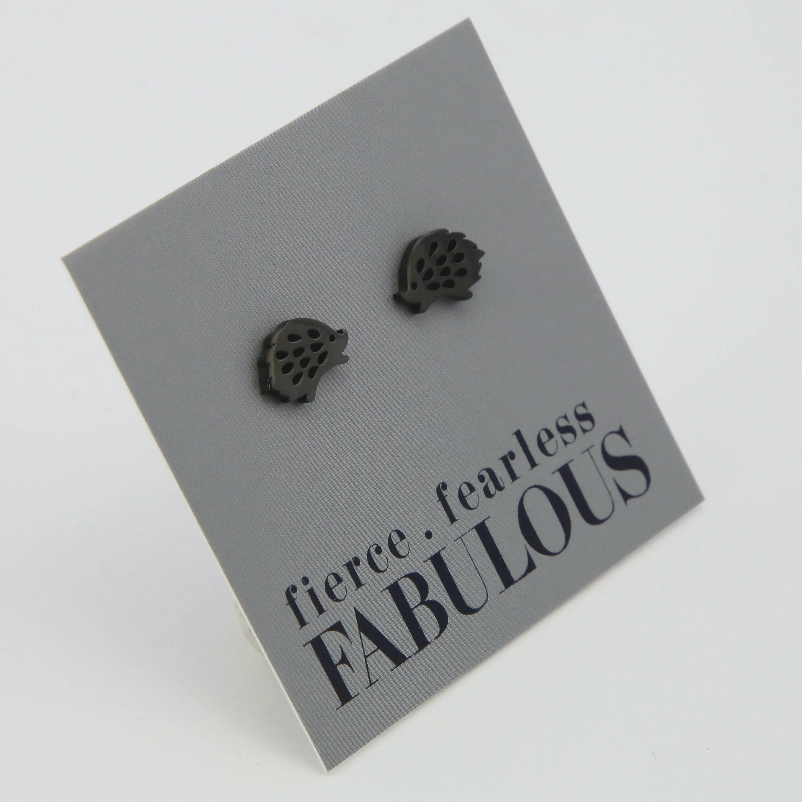 Stainless Steel Earring Studs - Fierce Fearless Fabulous - HEDGEHOGS