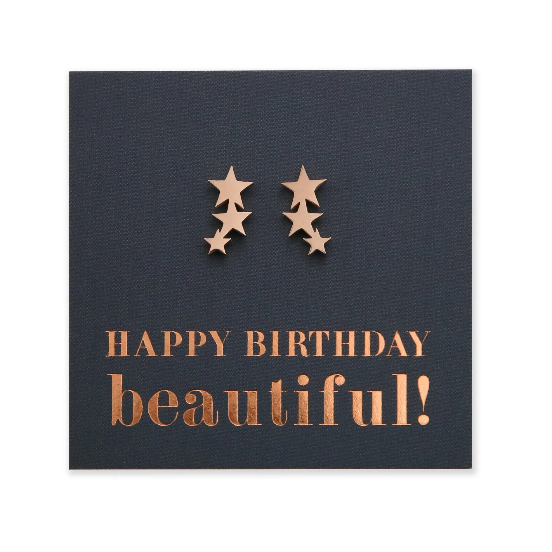 Stainless Steel Earring Studs - Happy Birthday Beautiful - HANGING STARS