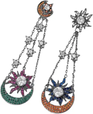 Star Earrings Star And Moon Asymmetrical Long Tassel Earrings