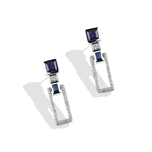 Star Wars™ Fine Jewelry R2 SERIES WOMEN'S EARRINGS 1/4 CT.TW. White Diamonds and Blue Sapphire Silver