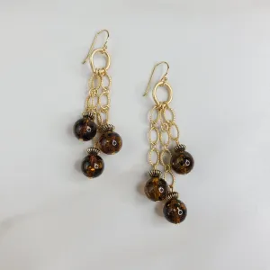 Starship Earrings Handmade Dangling Vintage Galaxy Beads Sparkling with Glitter and Possibility