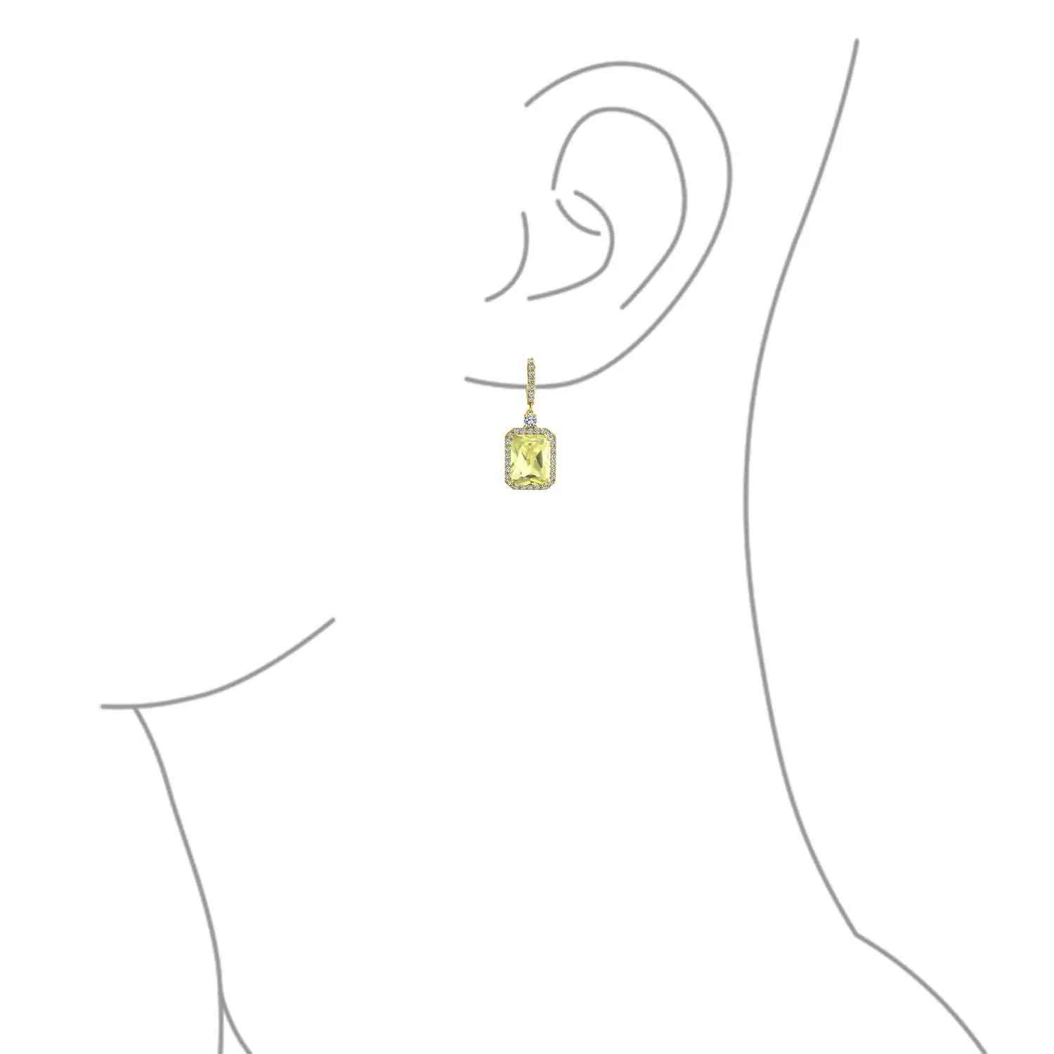 Statement Fashion Emerald Cut CZ Halo Dangle Chandelier Earrings GoldSilver