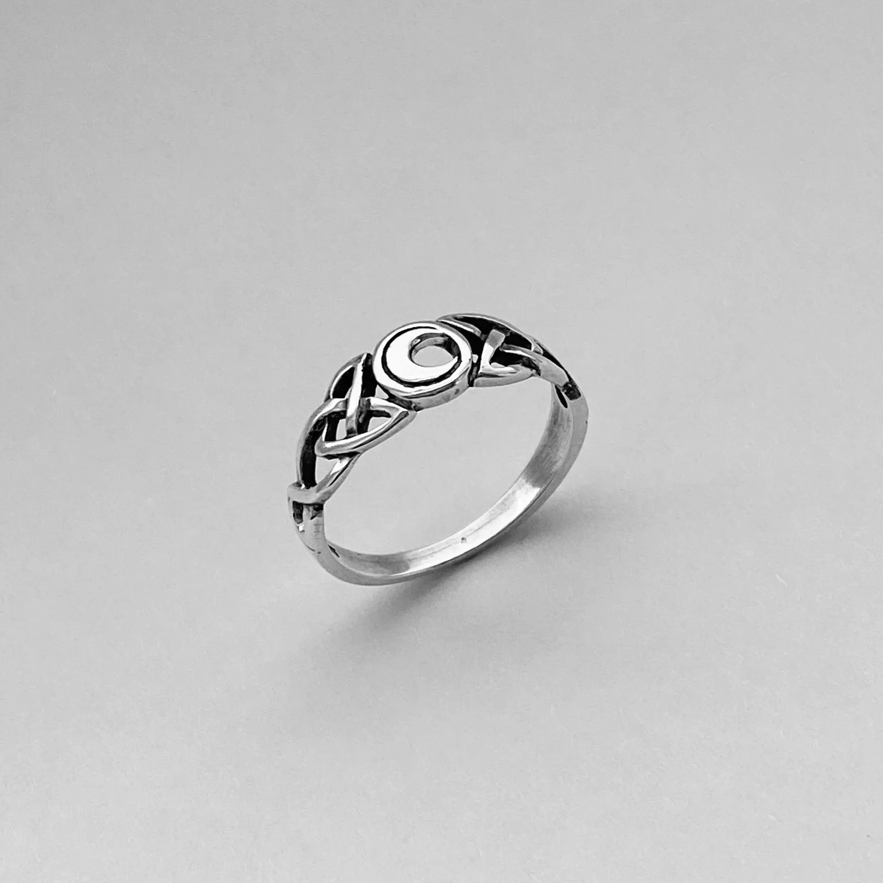 Sterling Silver Celtic and Moon Ring, Celtic Ring, Boho Ring, Silver Ring