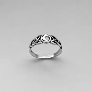 Sterling Silver Celtic and Moon Ring, Celtic Ring, Boho Ring, Silver Ring