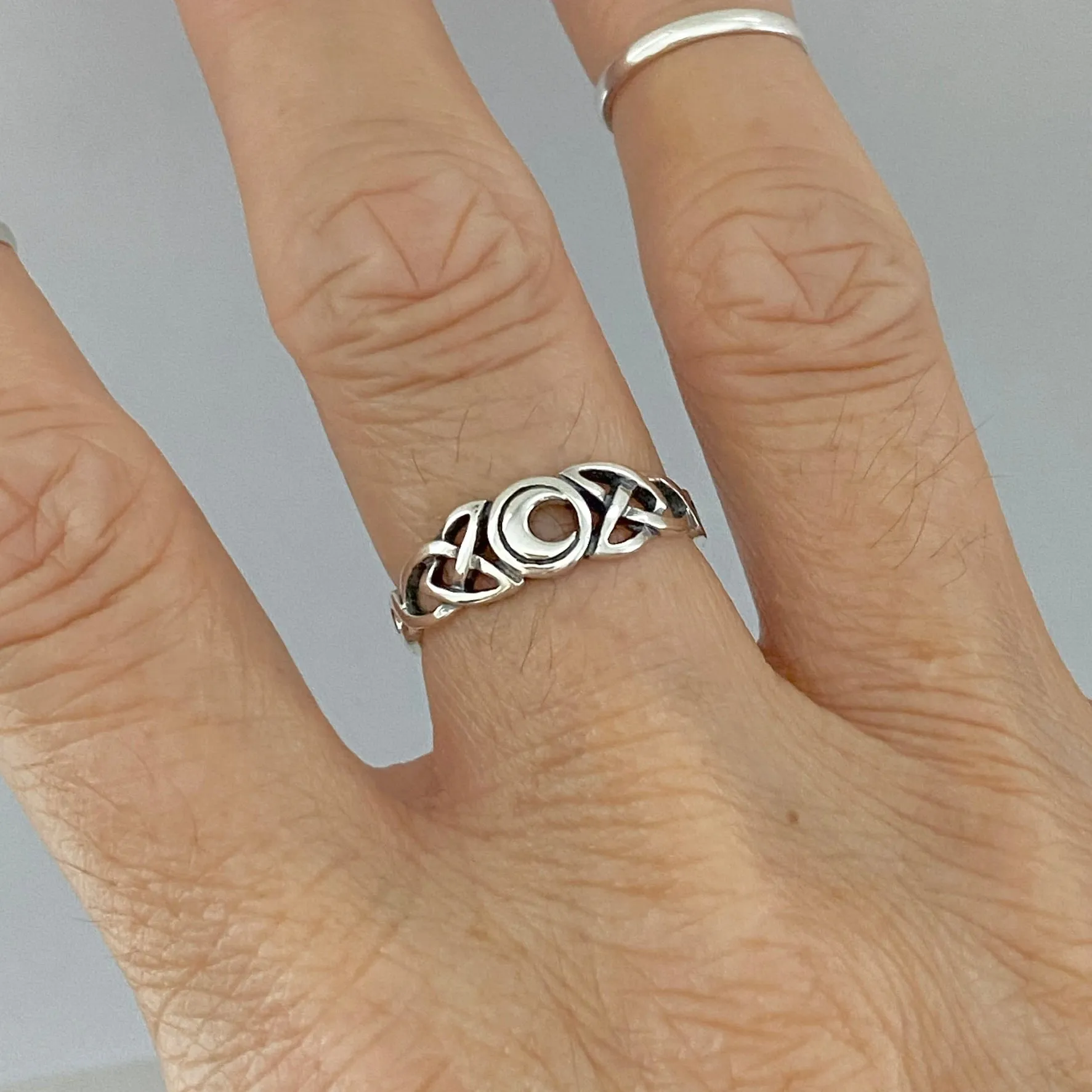 Sterling Silver Celtic and Moon Ring, Celtic Ring, Boho Ring, Silver Ring