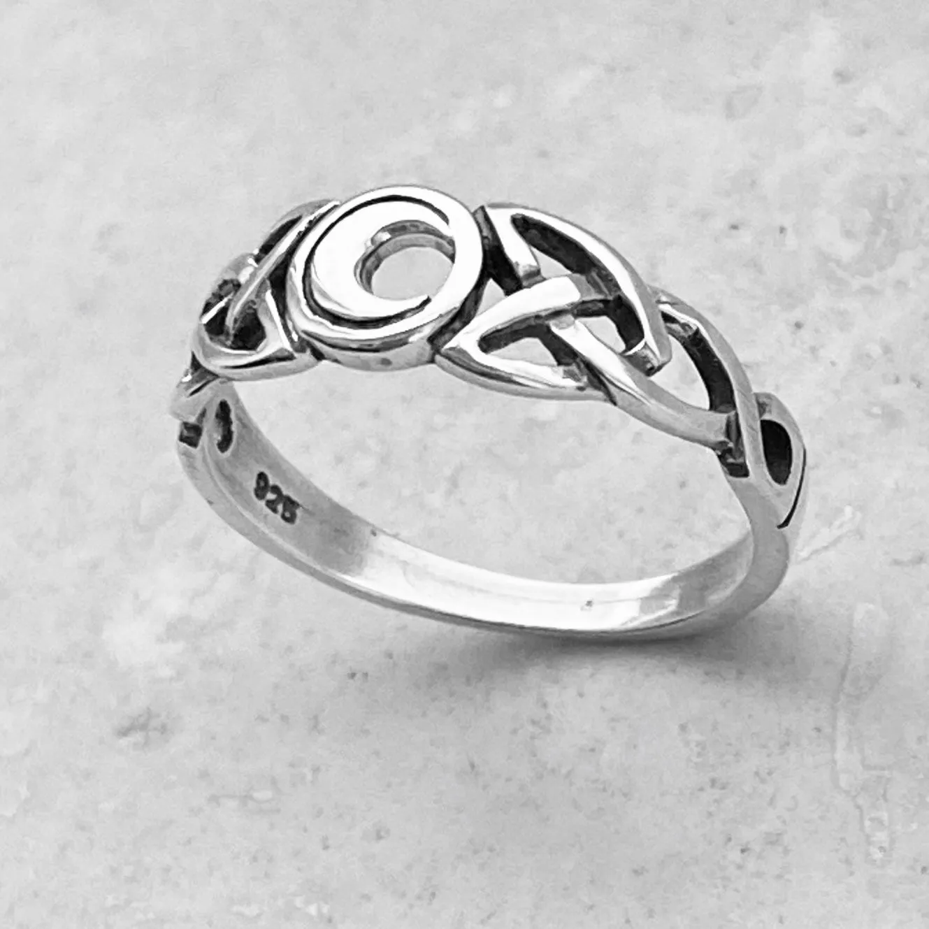 Sterling Silver Celtic and Moon Ring, Celtic Ring, Boho Ring, Silver Ring