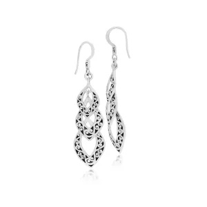 Sterling Silver Classic Carved Scroll Tier Drop Earrings - EU6649-FH136