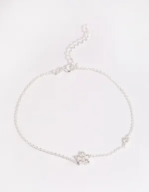 Sterling Silver Cubic Zirconia Flower Bracelet