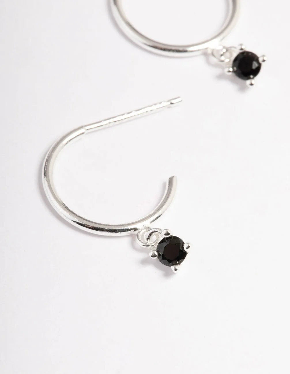Sterling Silver Cubic Zirconia Four Claw Hoop Earrings