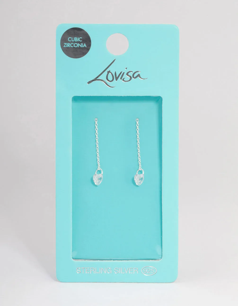 Sterling Silver Cubic Zirconia Heart Threader Earrings