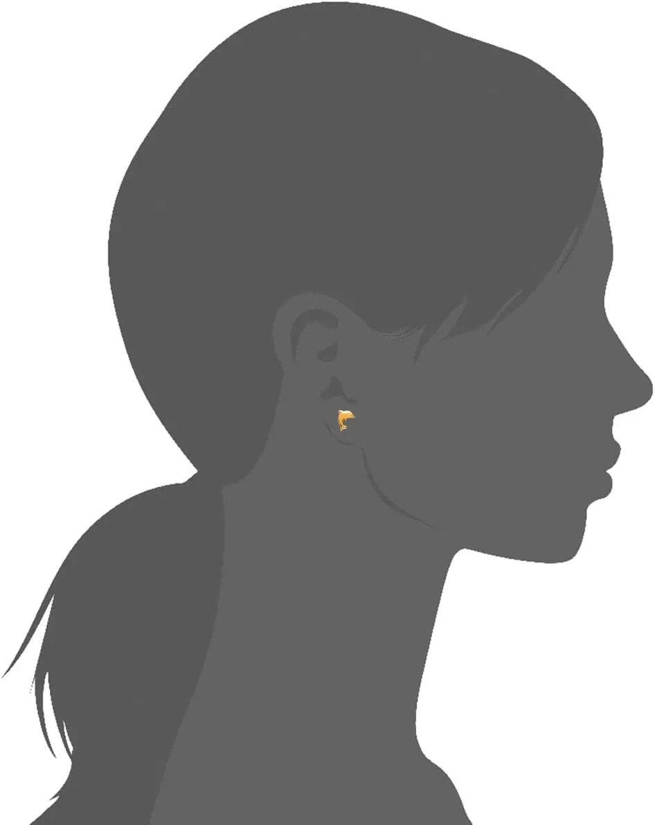 Sterling Silver Dolphin Earrings - Hypoallergic Sterling Silver Plated Rhodium or 18K Gold Plated - Statement Earrings for Women and Girls - Summer and Hawaiian Themed