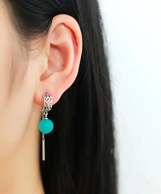 Sterling Silver Gem Stone Tassel Drop Earrings