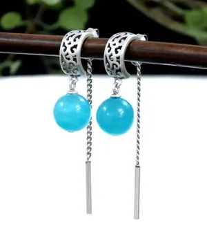 Sterling Silver Gem Stone Tassel Drop Earrings