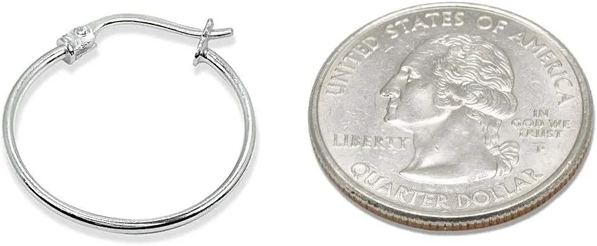 Sterling Silver Hoop Earrings for Women - Gold Hoop Earrings - Hoop Earrings Set - Thin Light Polished Round Post Click-top Hoops Earring for Women Men, 12-20mm Diameter, 1-3 Pairs Jewelry Sets