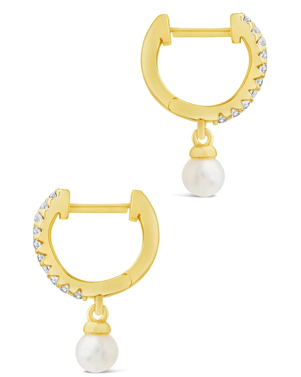 Sterling Silver Maggie CZ & Pearl Hoop Earrings