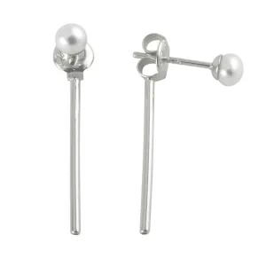 Sterling Silver Pearl Bar Jacket Stud Earrings
