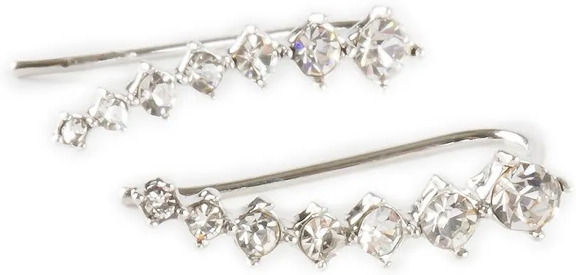 Stunning Silver Shooting Comet Ear Cuff Earrings with 7 Crystal Stones
