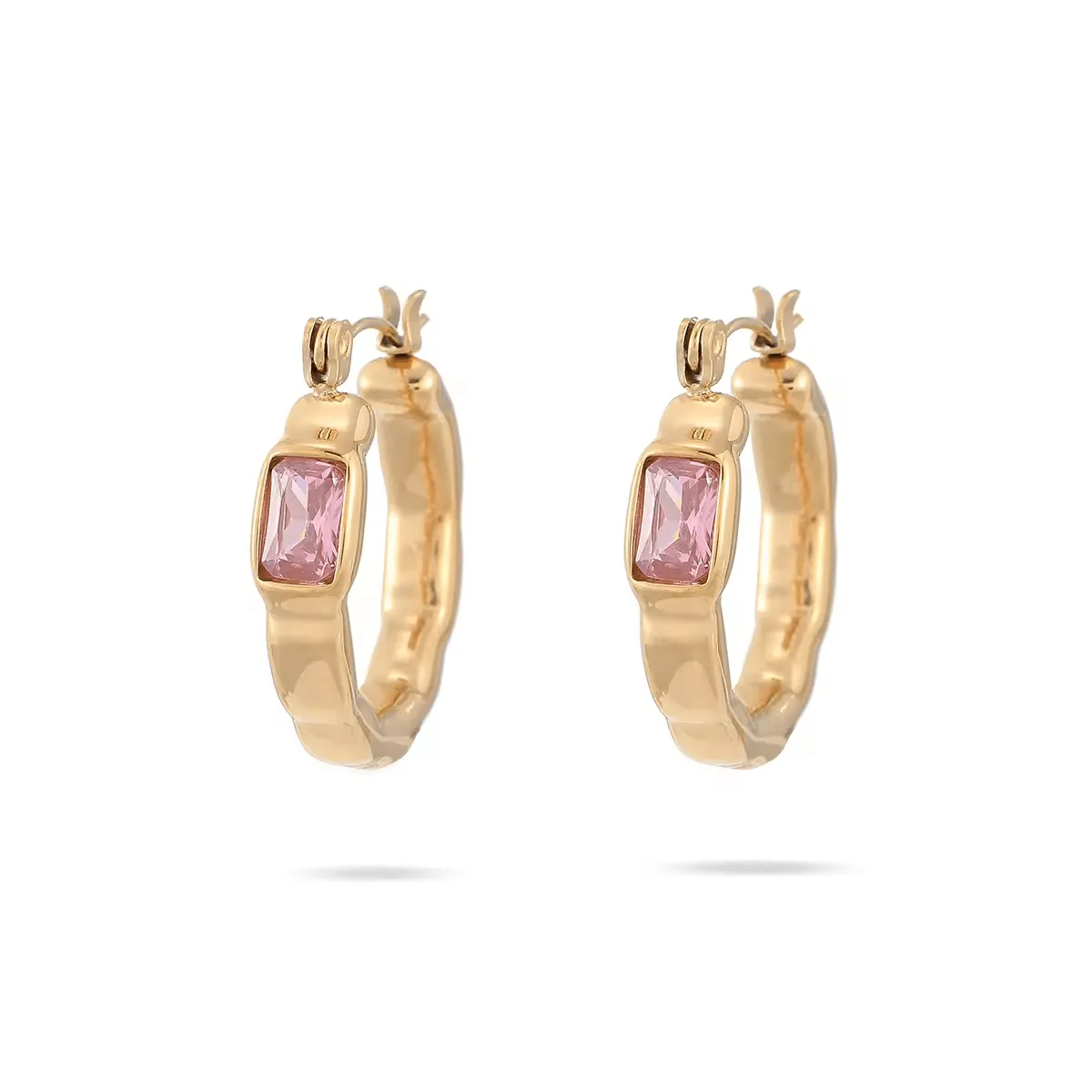 Subtle Statement Crystal Hoop Earrings in Plated Silver or Gold