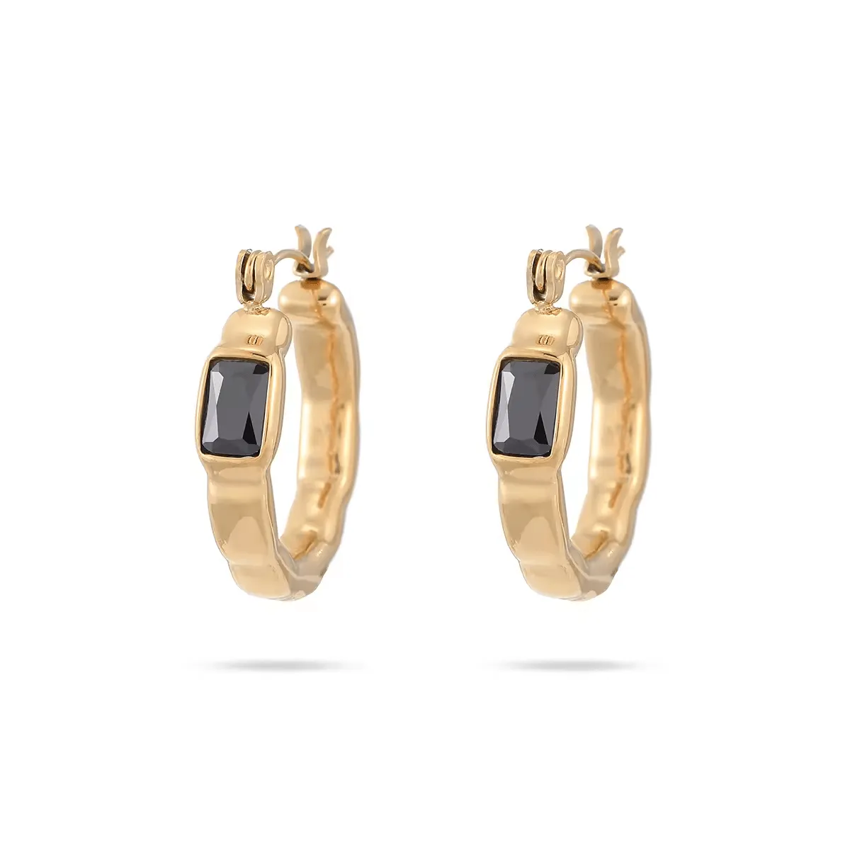 Subtle Statement Crystal Hoop Earrings in Plated Silver or Gold