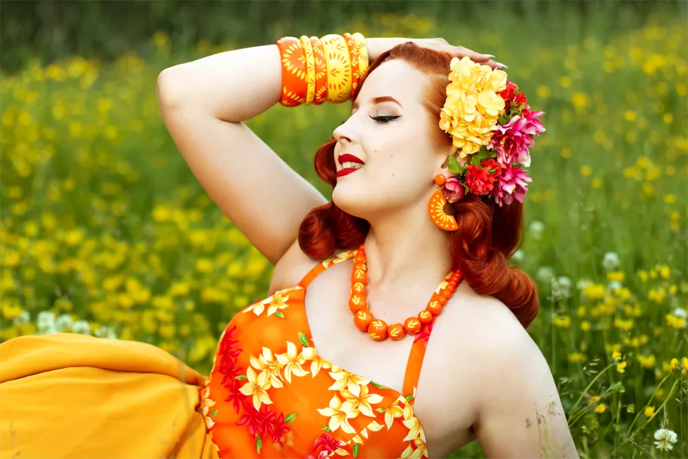 Sunset Carved Bead Necklace