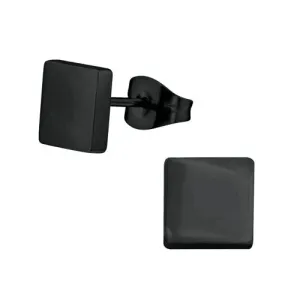 Surgical Stainless Steel Black Square Stud Earring Unisex Adult