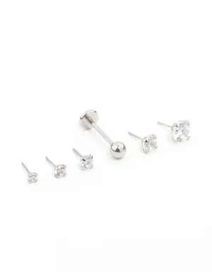 Surgical Steel Stone Flat Back Earrings 6-Pack