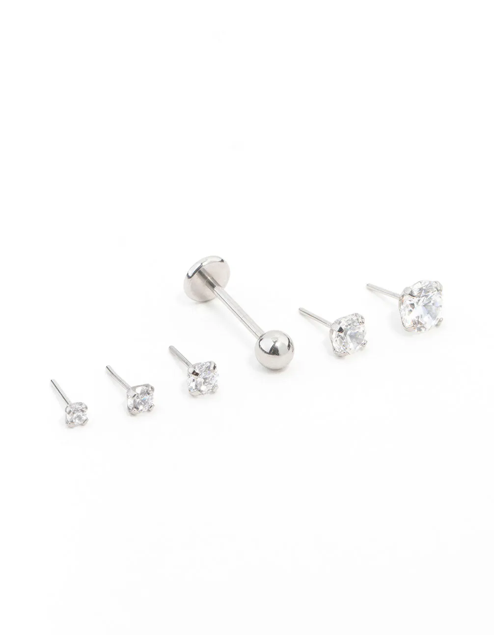 Surgical Steel Stone Flat Back Earrings 6-Pack